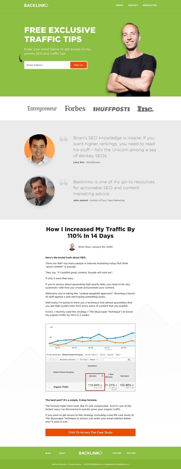 Backlinko homepage example