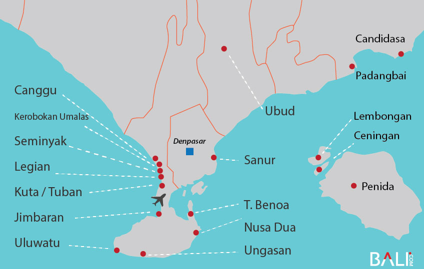 South of Bali Map