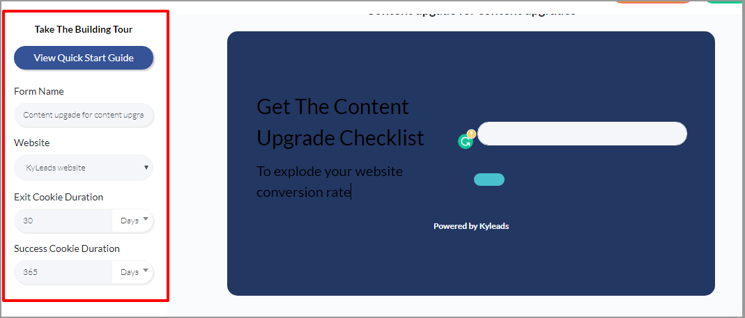 image of creating a content upgrade in KyLeads step 4