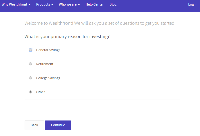 wealthfront segmentation quiz